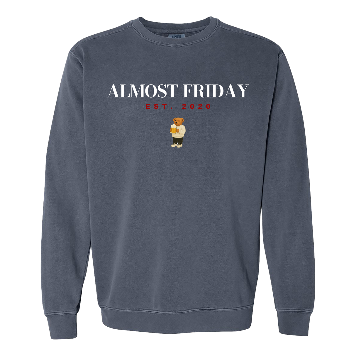 Almost Friday Drinking Bear Crewneck