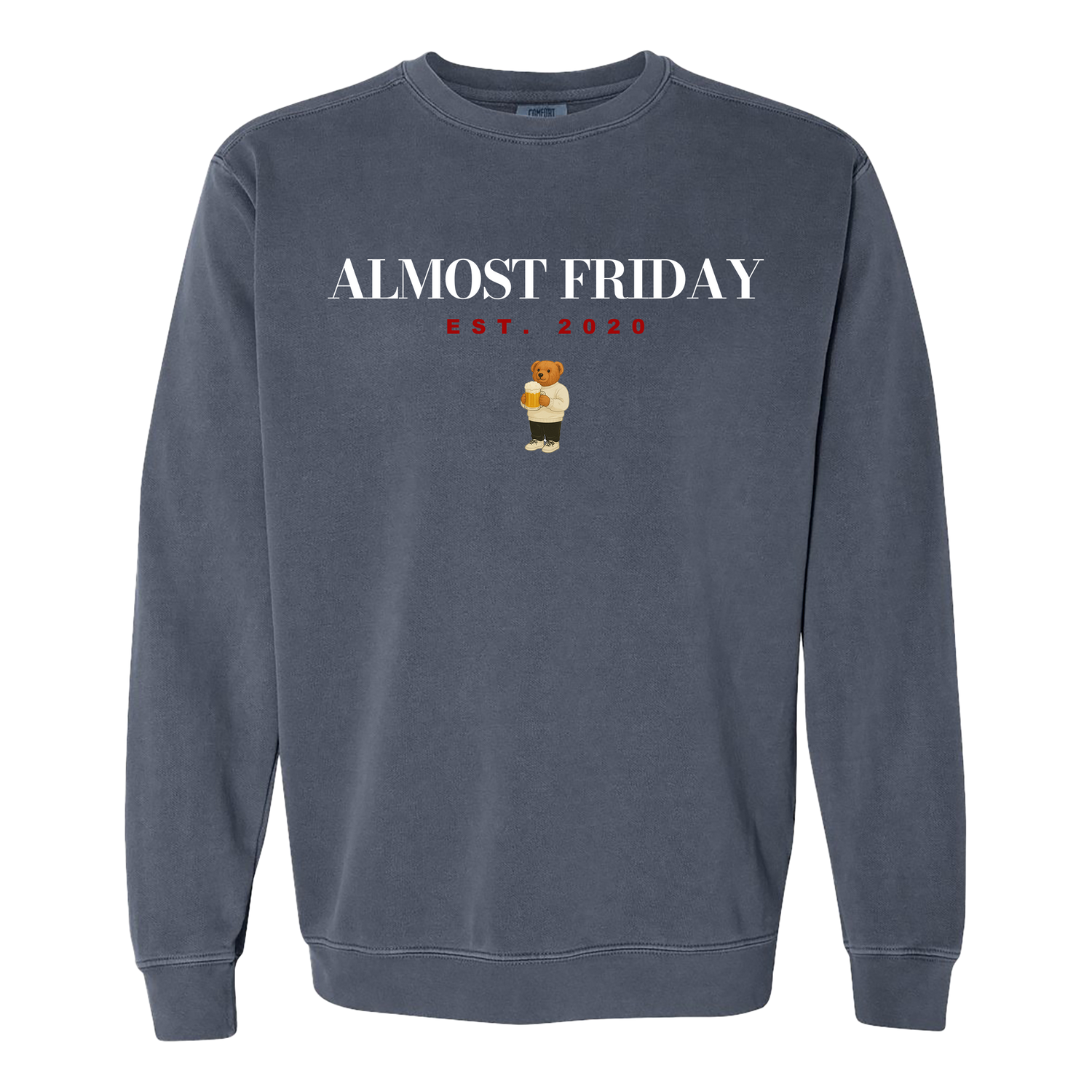 Almost Friday Drinking Bear Crewneck
