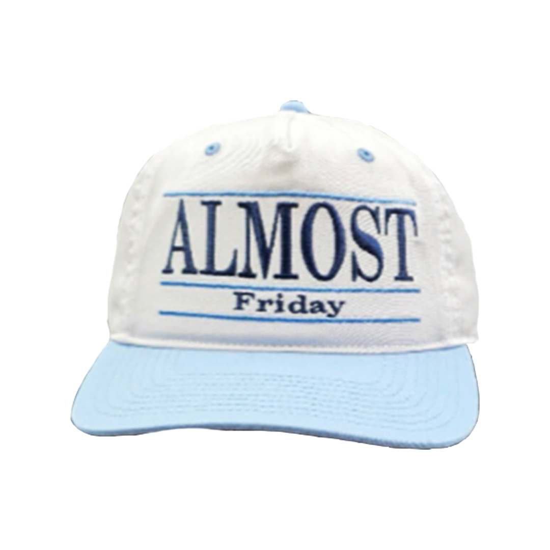 Almost Friday Snapback Bar Hat White with Light Blue