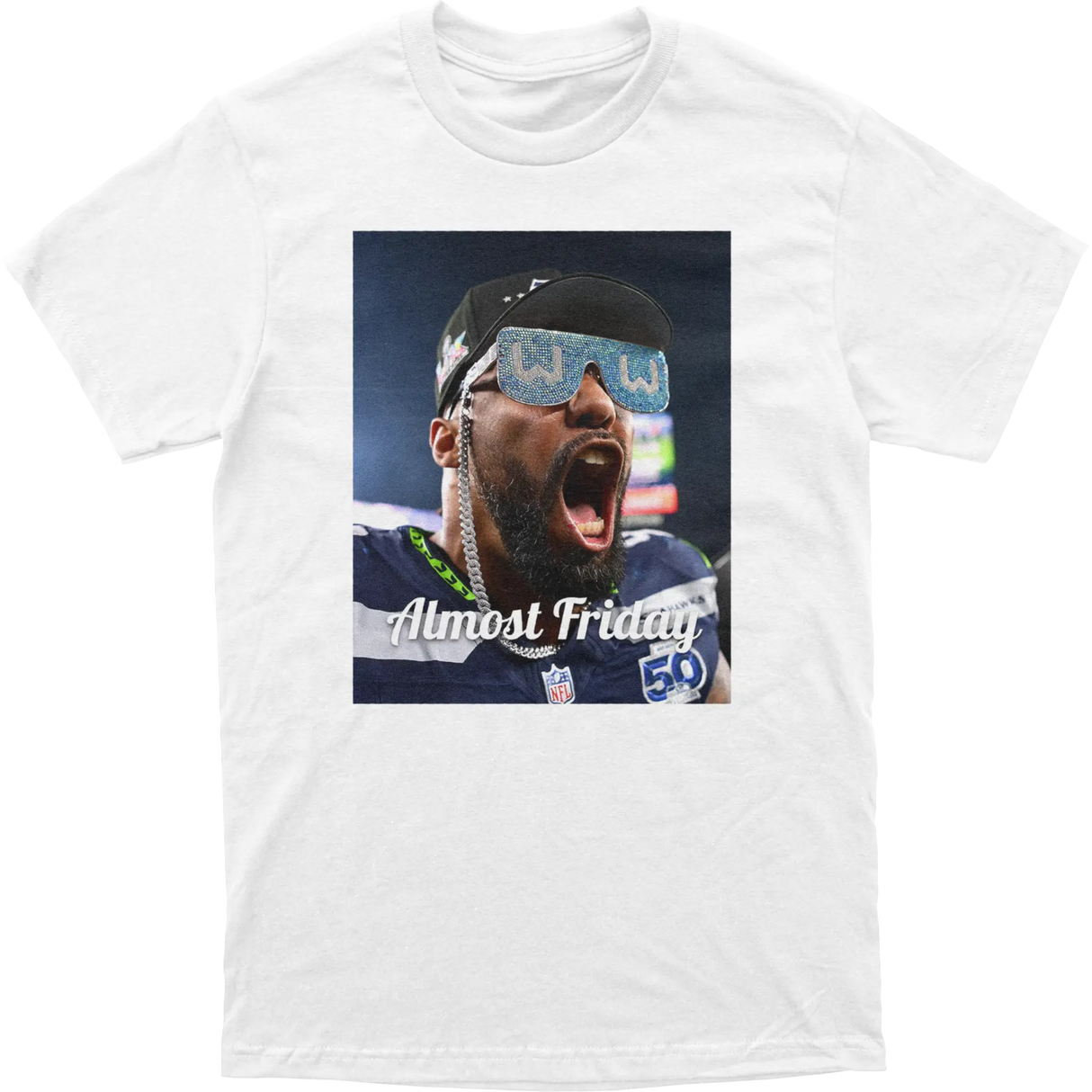 Almost Friday W Glasses Seahawks Tee