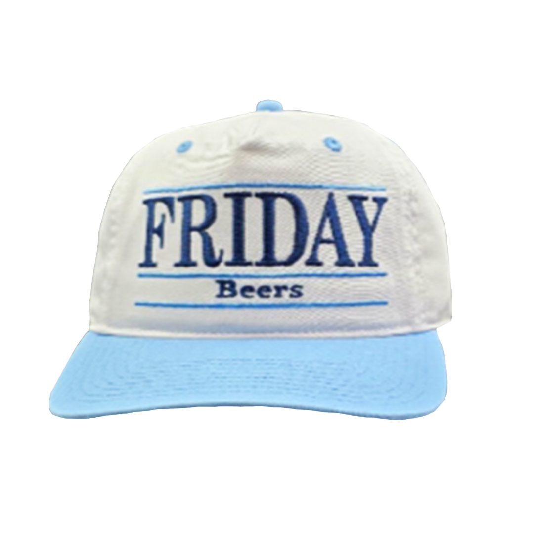 Friday Beers Bar Hat White with Light Blue