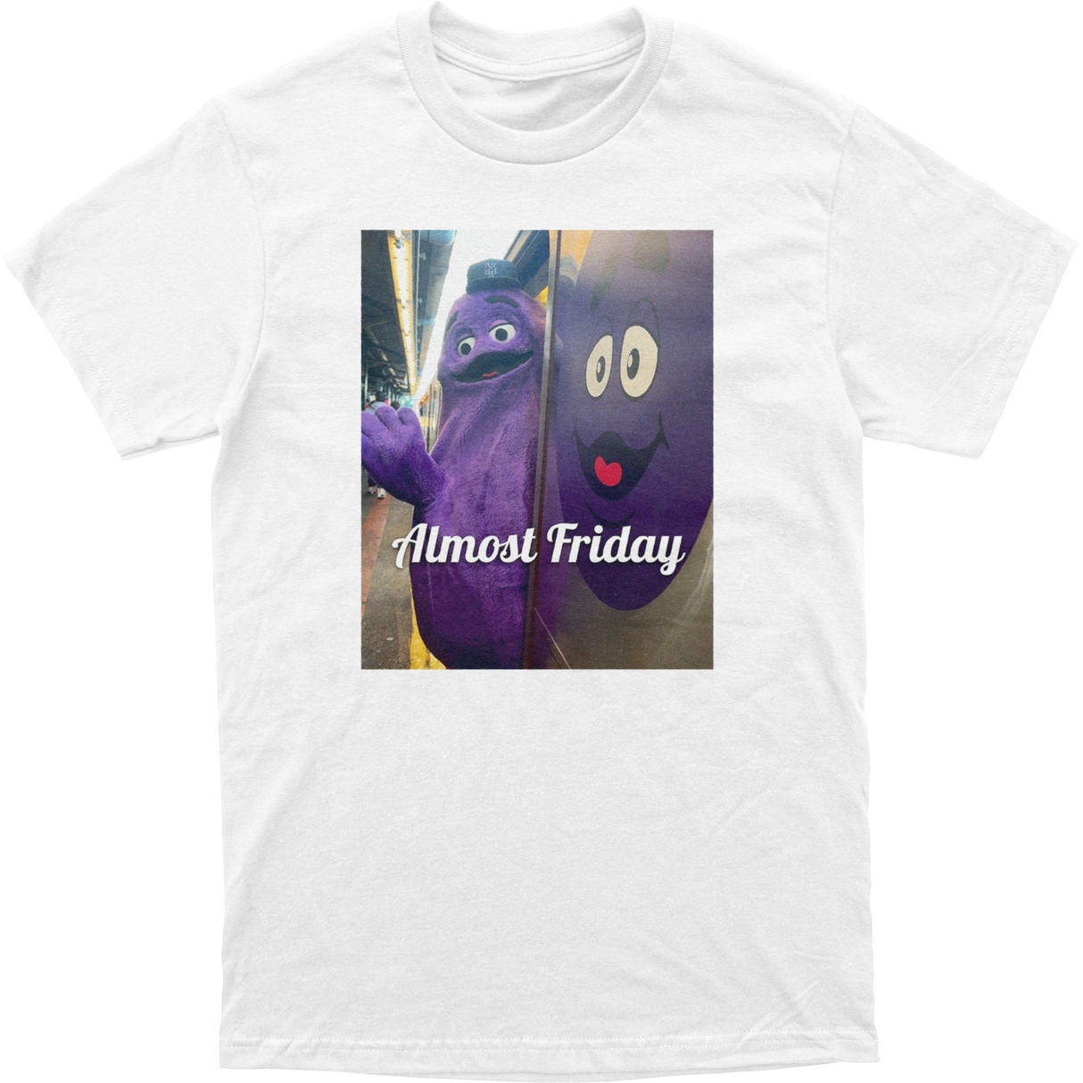 Almost Friday Grimace Subway Tee